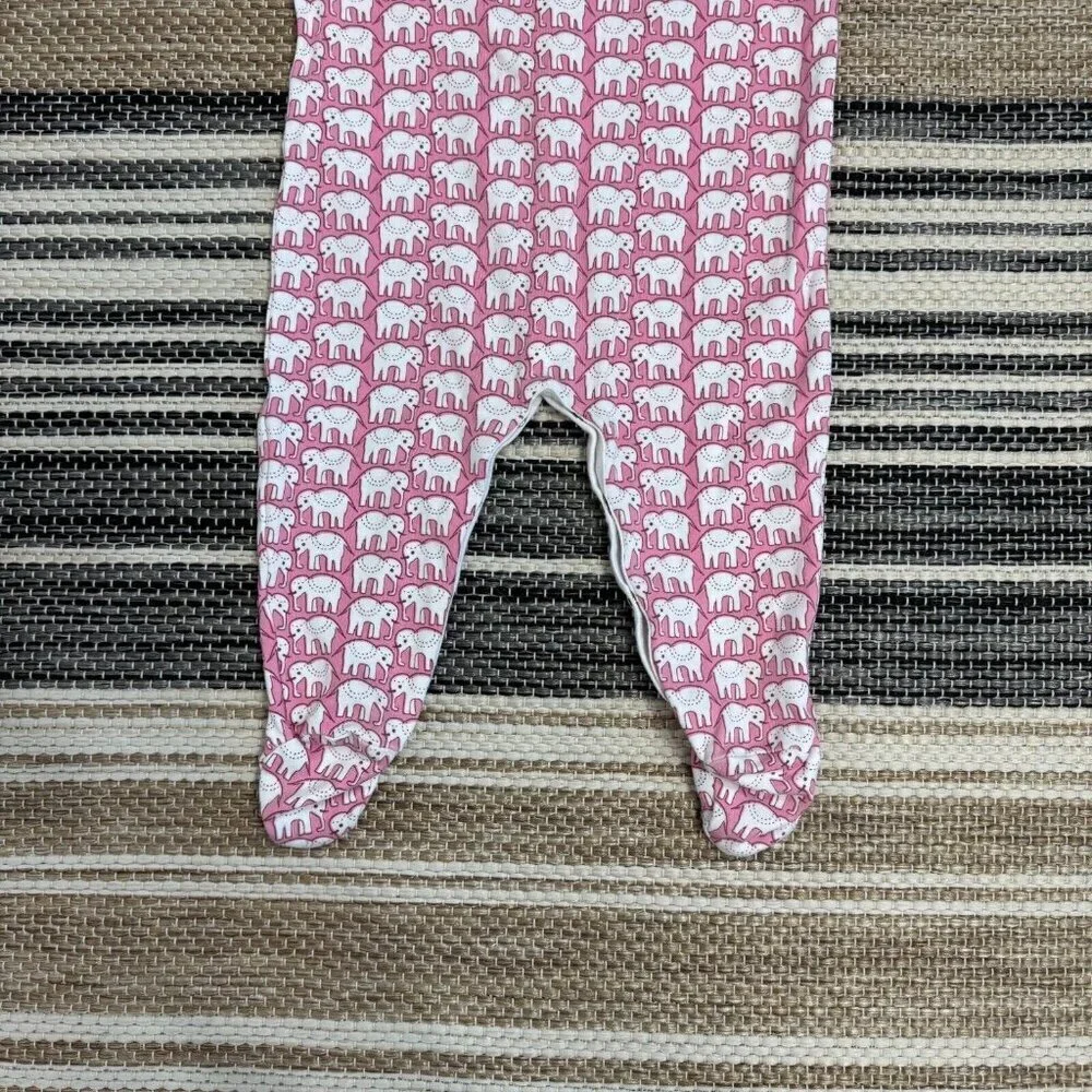 Roller Rabbit Hathi Elephant Print Footie Pajama One Piece Pink White Size 3-6MM